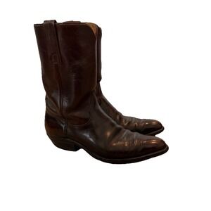 Vintage Justin Roper Cowboy Boots Size 9.5B Brown Leather Style 3826